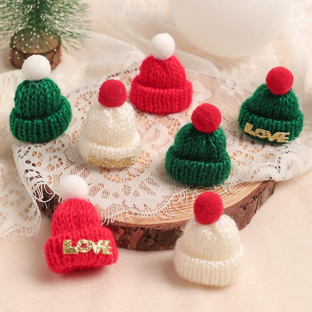 5/10Pcs Christmas Decoration Mini Knitted Hat Scarf Christmas Knitted Decoration Winter Doll Clothing Accessories DIY Gift Decor