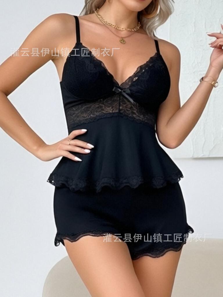 Sex pajamas sexy suspenders shorts sex underwear women's seduction lace loungewear