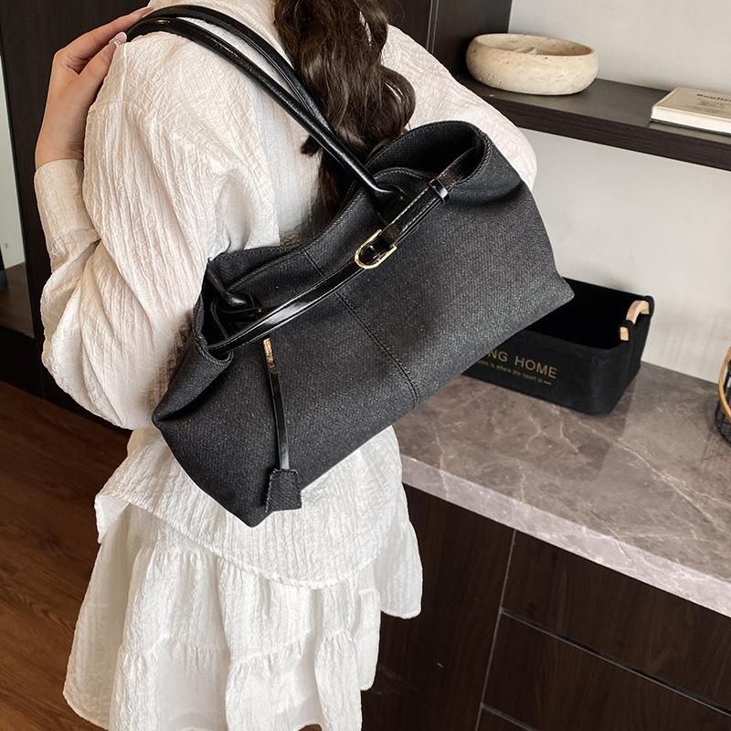 Casual Denim Underarm Bag Women's 2025 New Fashion Portable Tote Bag Large-capacity Commuter Shoulder Bag