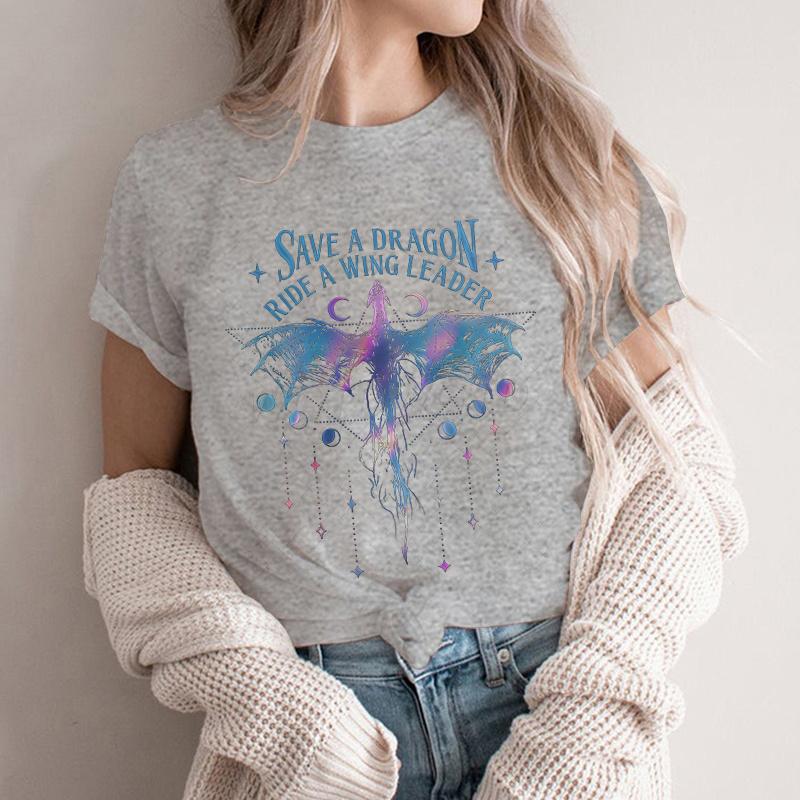New Spring Onyx Storm Tshirt Women Short Sleeve Save A Dragon Ride A Wing Leader Basic Shirt Vintage Dragon Fashion Tshirt