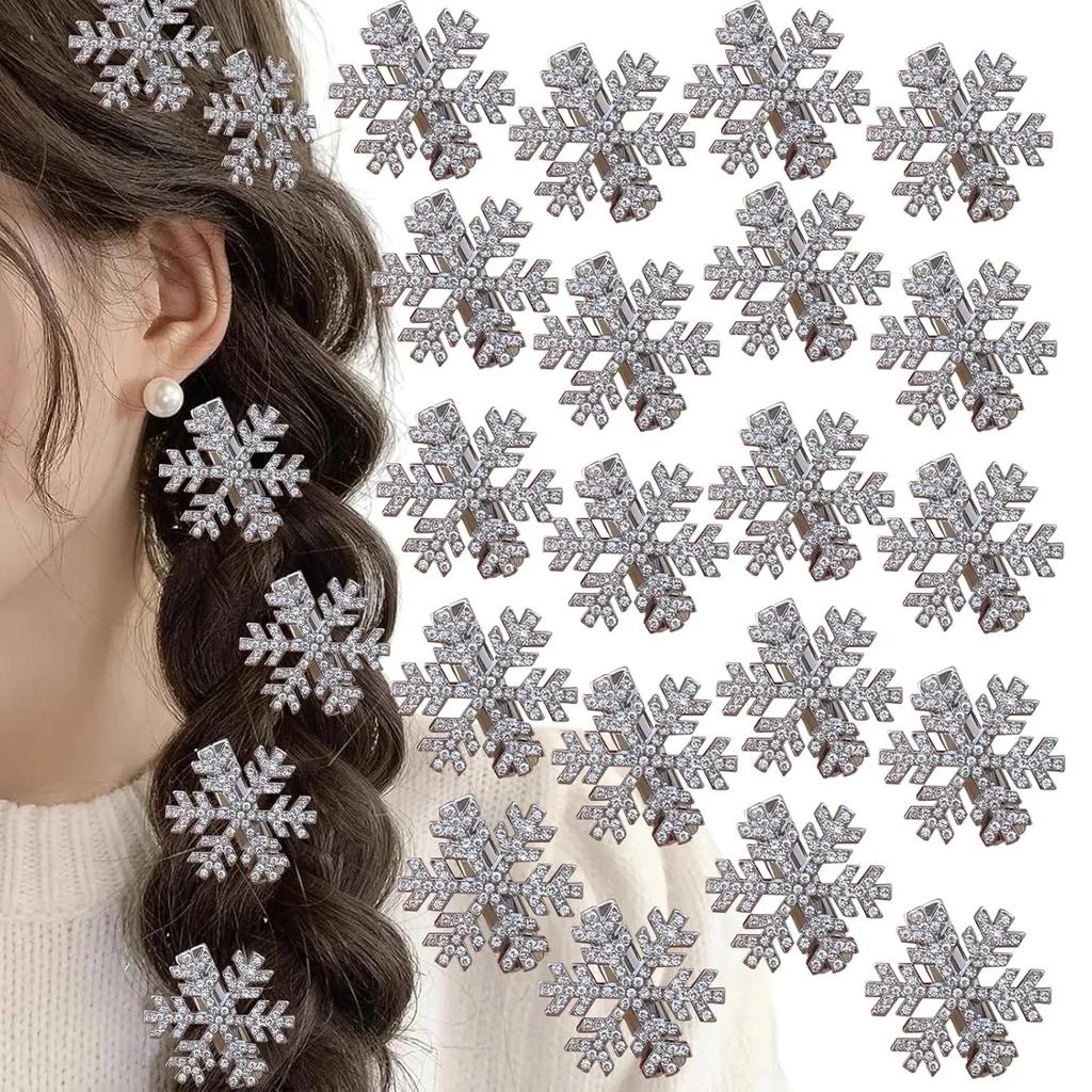 1/50pcs Sliver Snowflake Hair Clip Women Girls Sweet Bangs Side Clip Glitter Shiny Edge Hairpins Christmas Headwear