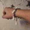 Trendy Gothic Style Hand Chain Ti Steel Bracelet Wrist Chain With Resin Teeth Pendant Perfect For Daily Wear