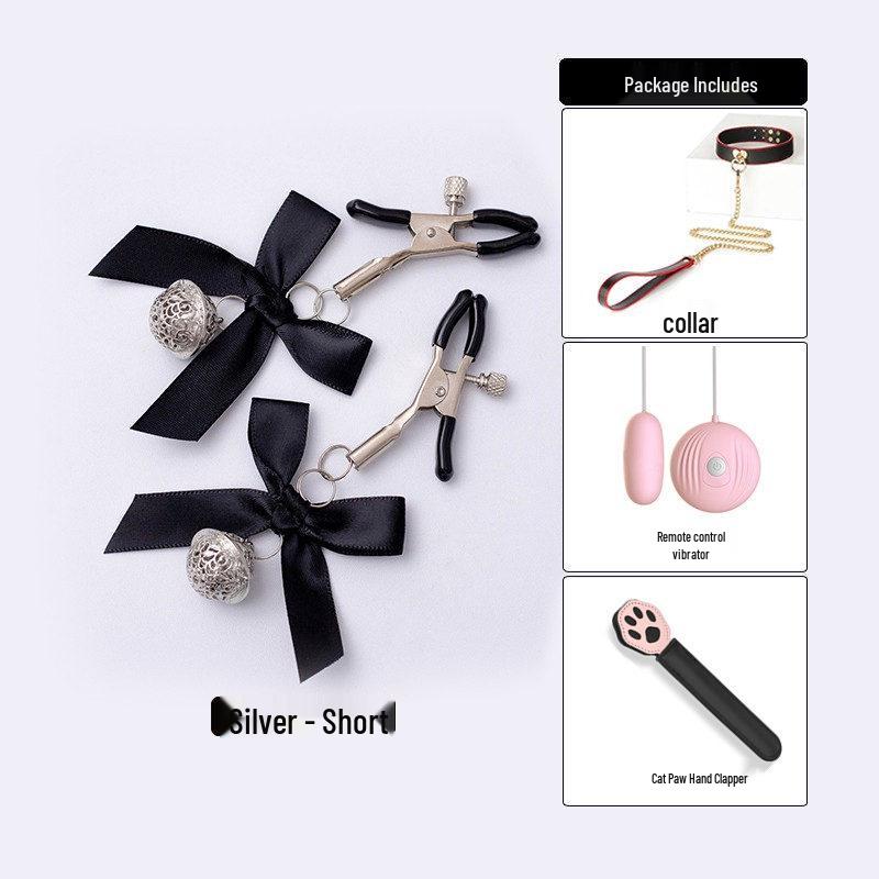 SM Adjustable Nipple and Breasts Clamps with Bow Tie for Couples