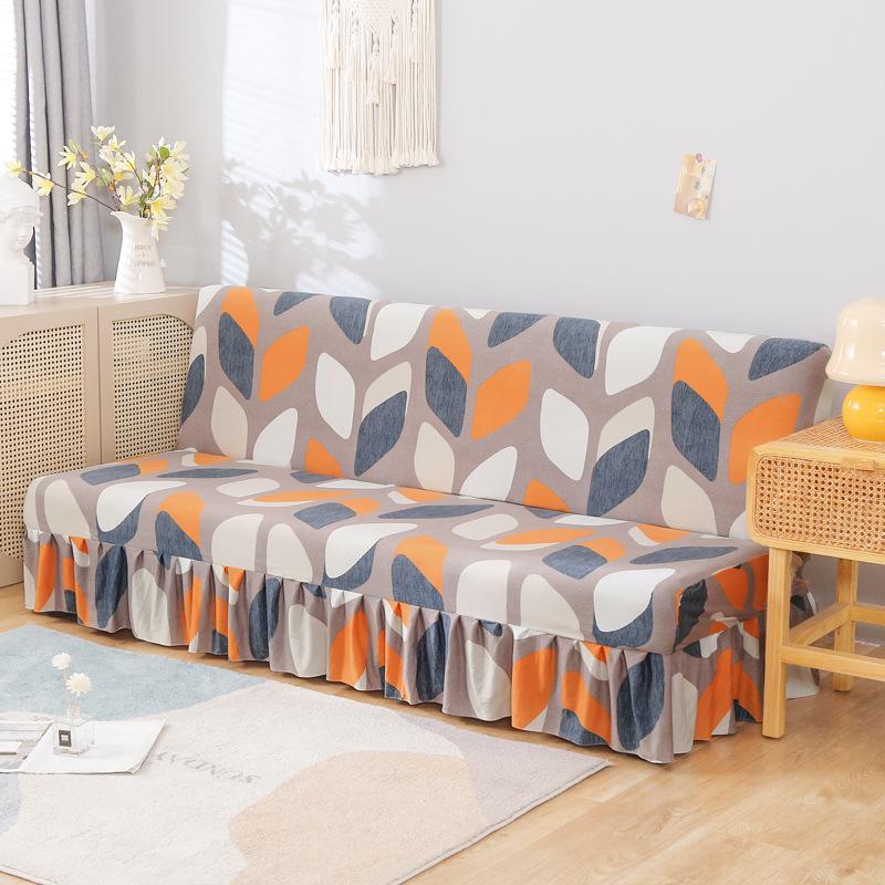 Elastic Sofa Bed Cover Full Coverage Easy Foldable Sofa Slipcover With Skirt Sofa Cover For Protection And Style