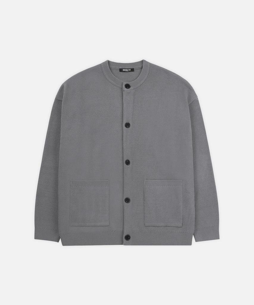 Draw Fit Oversized Wool Round Cardigan [M.Charcoal]