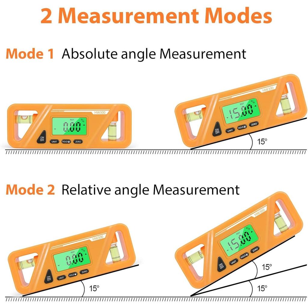 Digital Torpedo Level and Protractor, Magnetic Angle Meter,Absolute and Relative Measurement, Slope Conversion for Woodworking Home Drainage Leveling