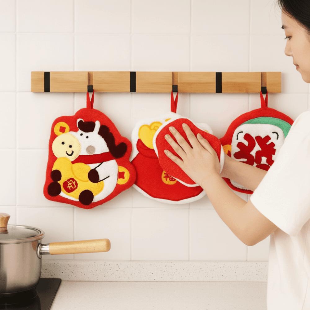 Hanging Cartoon Hand Towel Quick Drying Lucky Hanging Cloth Spring Festival Towel Bathroom Use