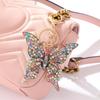 European & American Style Butterfly Keychain Pendant with Color Diamond Inlay