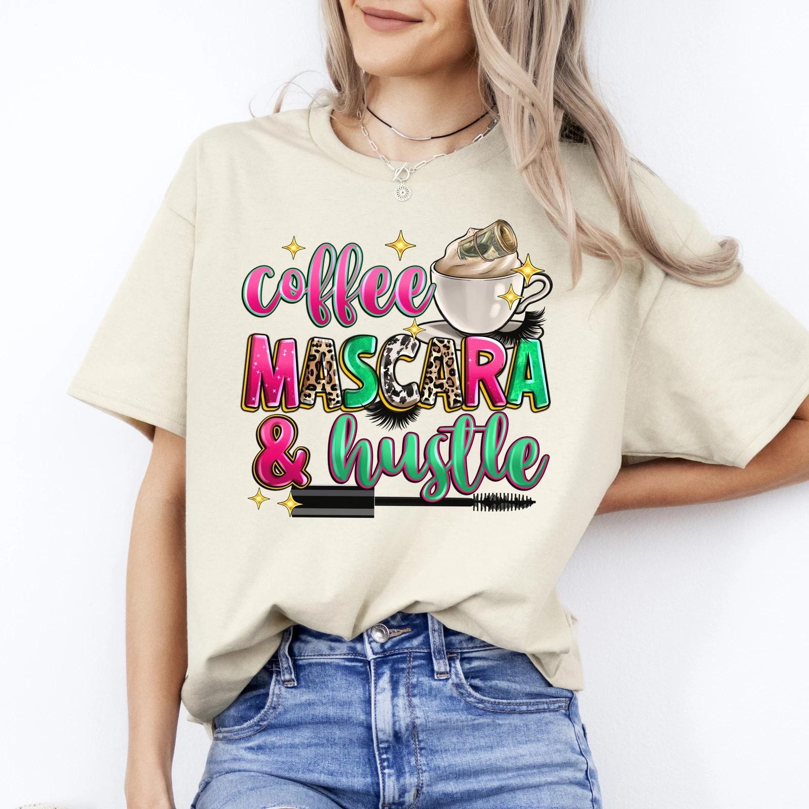 Coffee mascara and hustle T-Shirt Brow tech Esthetician makeup artist Unisex tee M