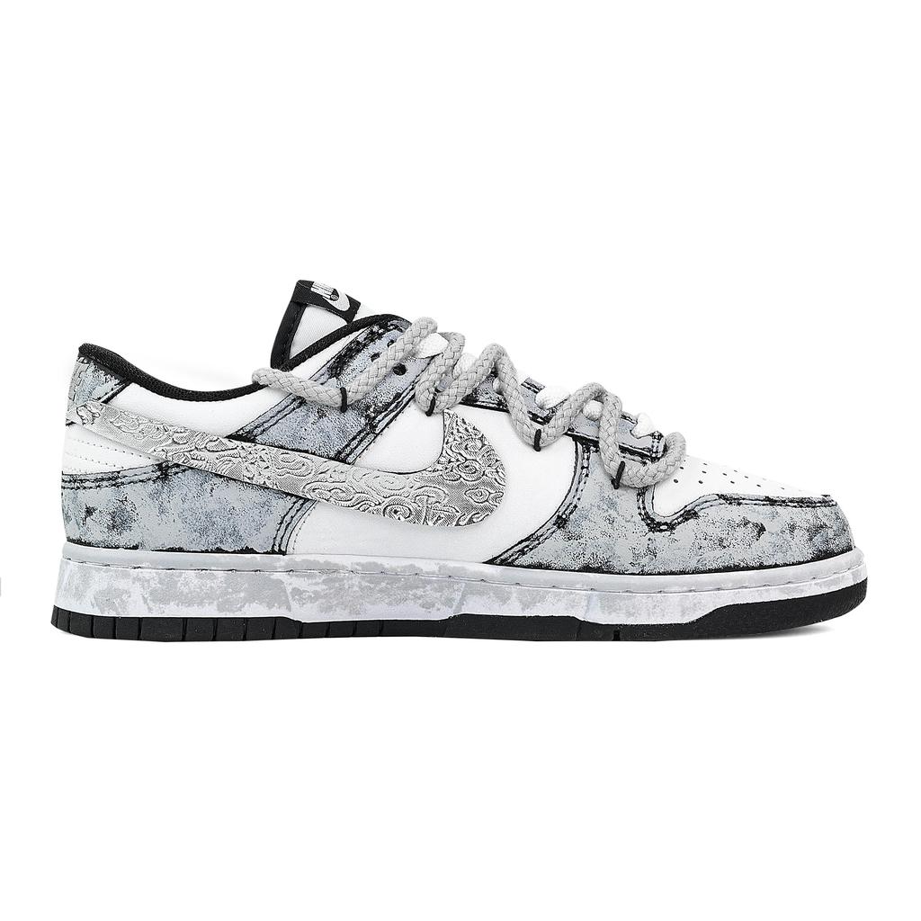 Nike Dunk Silver Bloom Abrasion Resistant Low Top Skateboard Shoes Unisex Gray White DD1391-100(Team773-)