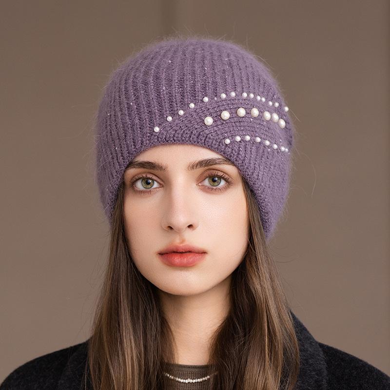 Herbst und Winter Neue Mode Warmer Ohrenschutz Strickmütze Damen Kaninchenfell Wollmütze