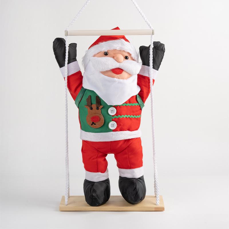 Climbing Santa Claus Christmas Decoration with Ladder and Rope for Window Display