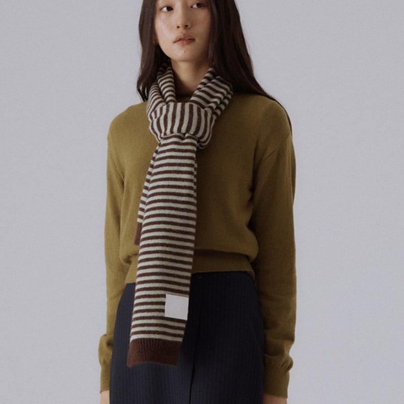 

SILN Linea stripe knit muffler (BROWN/SAGE) FREE