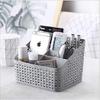 Plastic Desk Organizer, 5 Compartments Storage Organizer Utility Tote Caddy Holder Desktop Container Dividers for Home School Office Supplies (Grey)