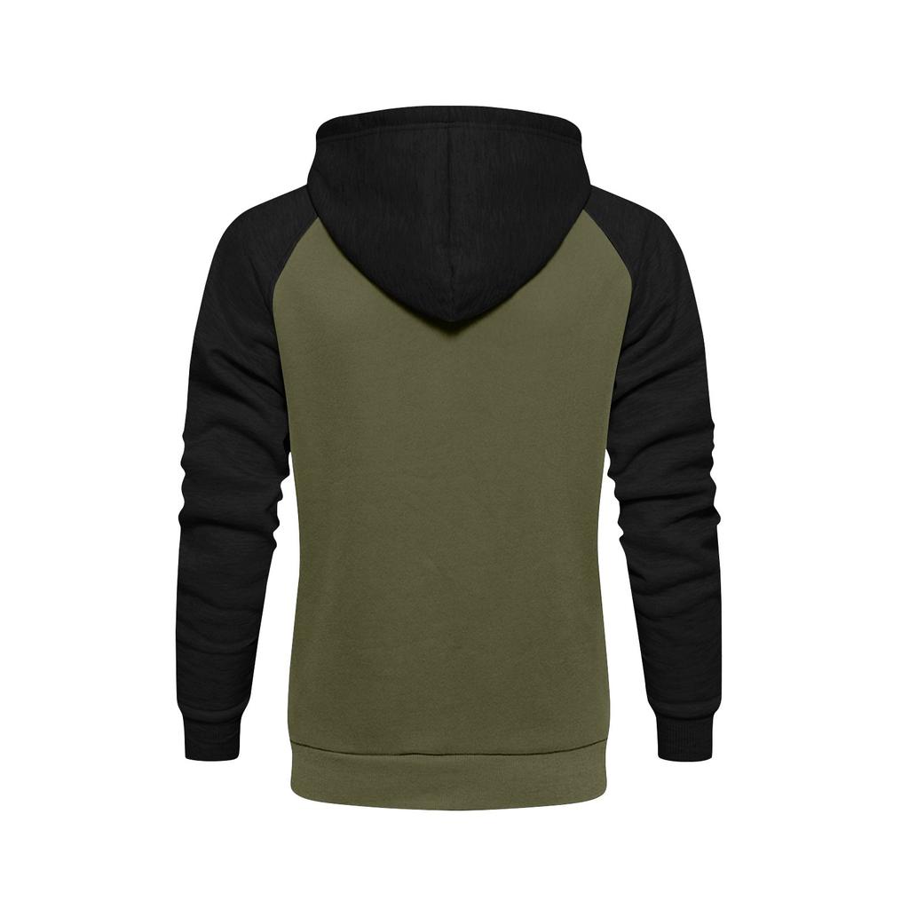 Men's Casual Hooded Drawstring Long Flag Print Sweatshirt With Pockets