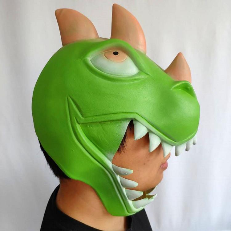 Green Latex Dinosaur Mask Halloween Costumes Props Themed Party Accessories