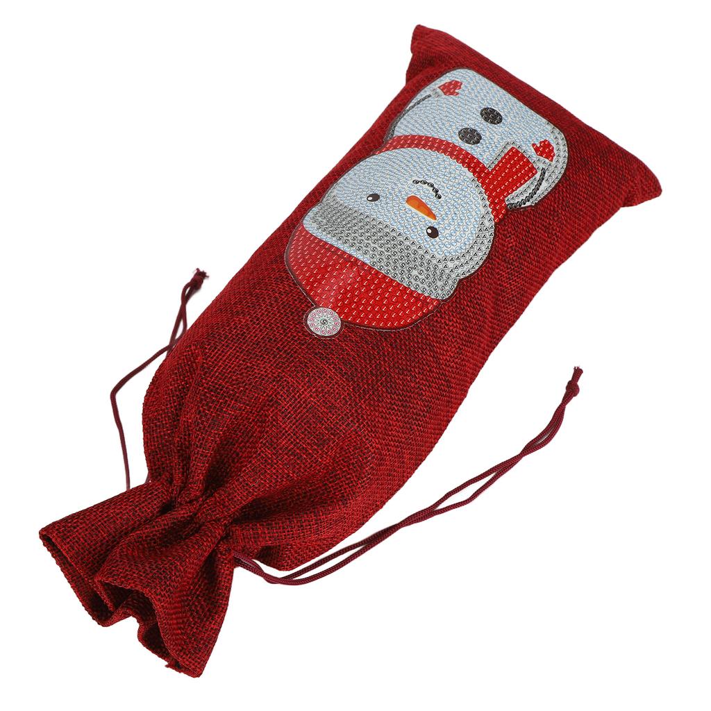 Wine Bag Red Wine Color Diamond Drawing Burlap Wine Bottle Bag Christmas Party Gift