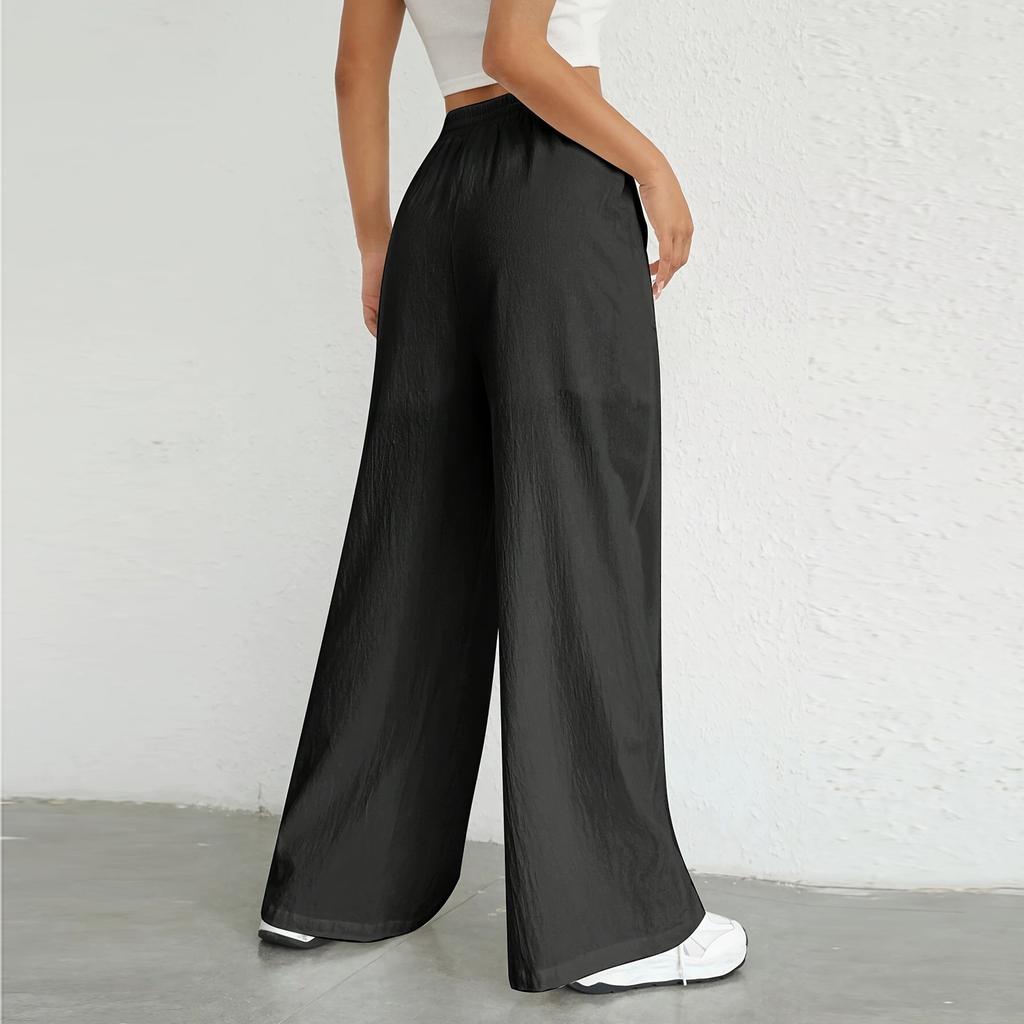 Women's Stylish Color High-waisted Baggy Wide-leg Pants With A Full-length Casual Straight-leg Pants