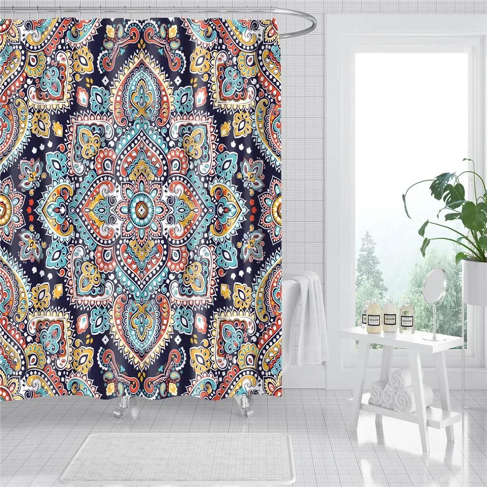 Abstract Geometric Stripes Printing Shower Curtains Home Hotel Bathroom Decoration Bath Curtains Waterproof Bathroom Curtains