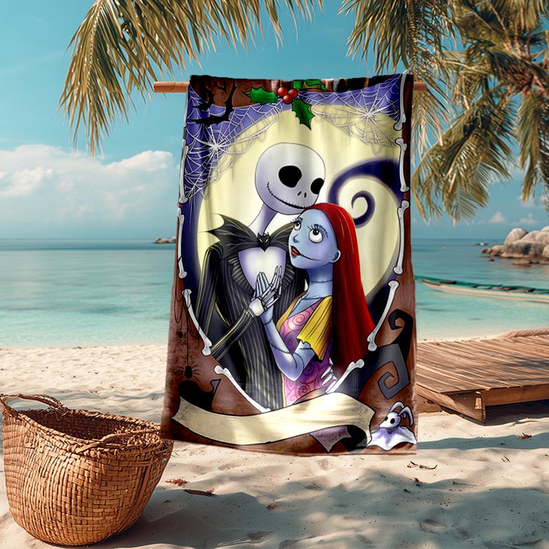 Ultra-Soft Beach Towel with The Nightmare Before Christmas Theme,Ideal for Pool - Camping, Diving - Perfect Travel Essential, Vibrant Beach Towel.