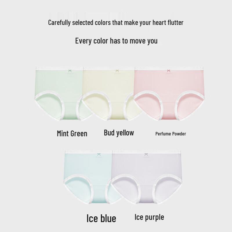 Duo Duo Cotton Women's 7A Antibacterial Mid-Waist Lace Underwear 5-Pack