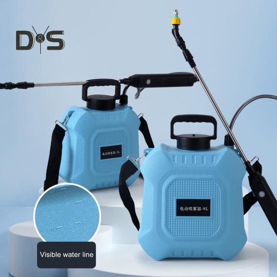 5L/8L Trädgård Elektrisk Spruta Ryggsäcksspruta med Axelrem Teleskopiskt Sprutrör 2 Munstycken Batteridriven Spruta för Gräsmatta Gårdsskötsel