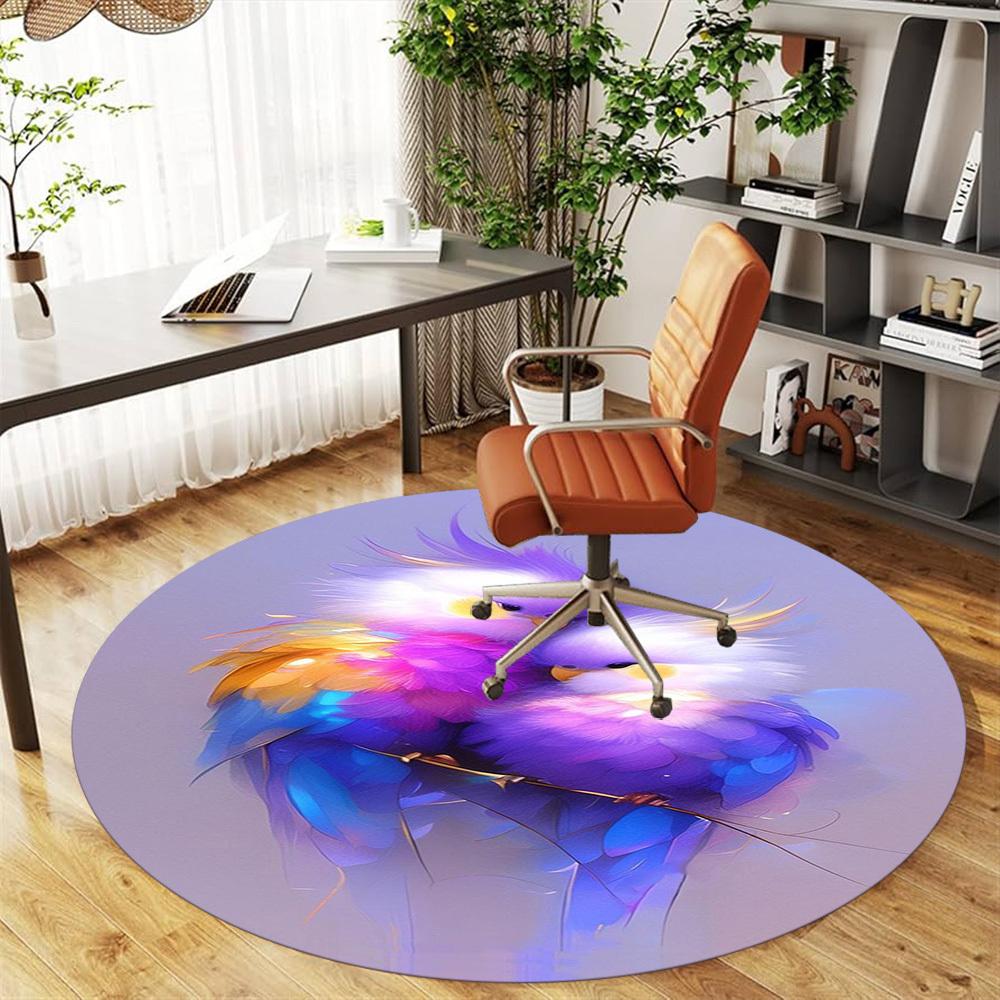 1PC Birds Fantasy Art Round Chair mat Area Rug - Non-Slip, Floor Mat for Office, Bedroom, home decor Christmas Gift c0528086