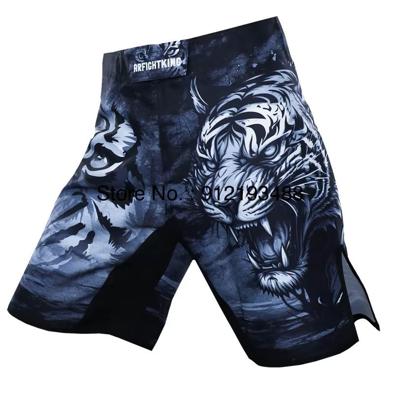 MMA UFC Chinese Tiger Dragon Lion Muay Thai Shorts Pants Kickboxing Boxing Unisex Men Women Kid Quick Dry Print Elastic Training