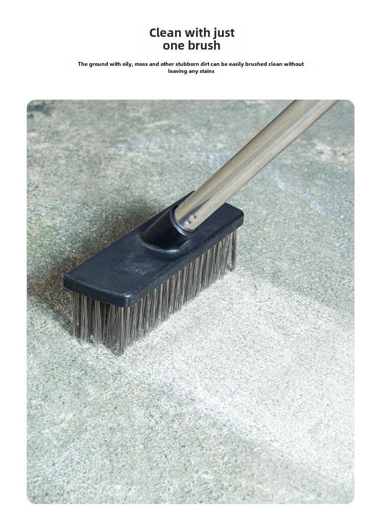 Long-Handled Steel Wire Brush: Floor Scrubber & Rust Remover