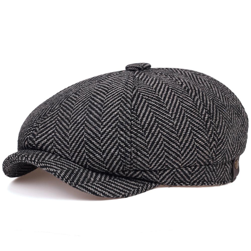 Retro Spring And Autumn Casual Wool British Octagonal Hat Men'S Duck Tongue Hat Beret Men'S Autumn And Winter Women'S Daily Chil