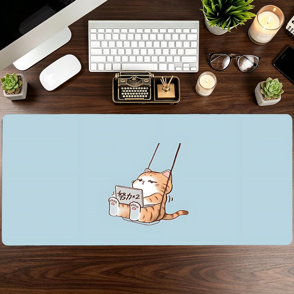 Cute Lazy Orange Cat Mouse Pad Large Computer Office Game Table Mat Rubber Anti-slip Stitched Keyboard Mats 90x40 XXL Desk Pads