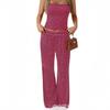 Damen gestreiftes Schlauchtop und weite Hosen 2-teiliges Outfit lässig mit Kordelzug Taille Loungewear Set