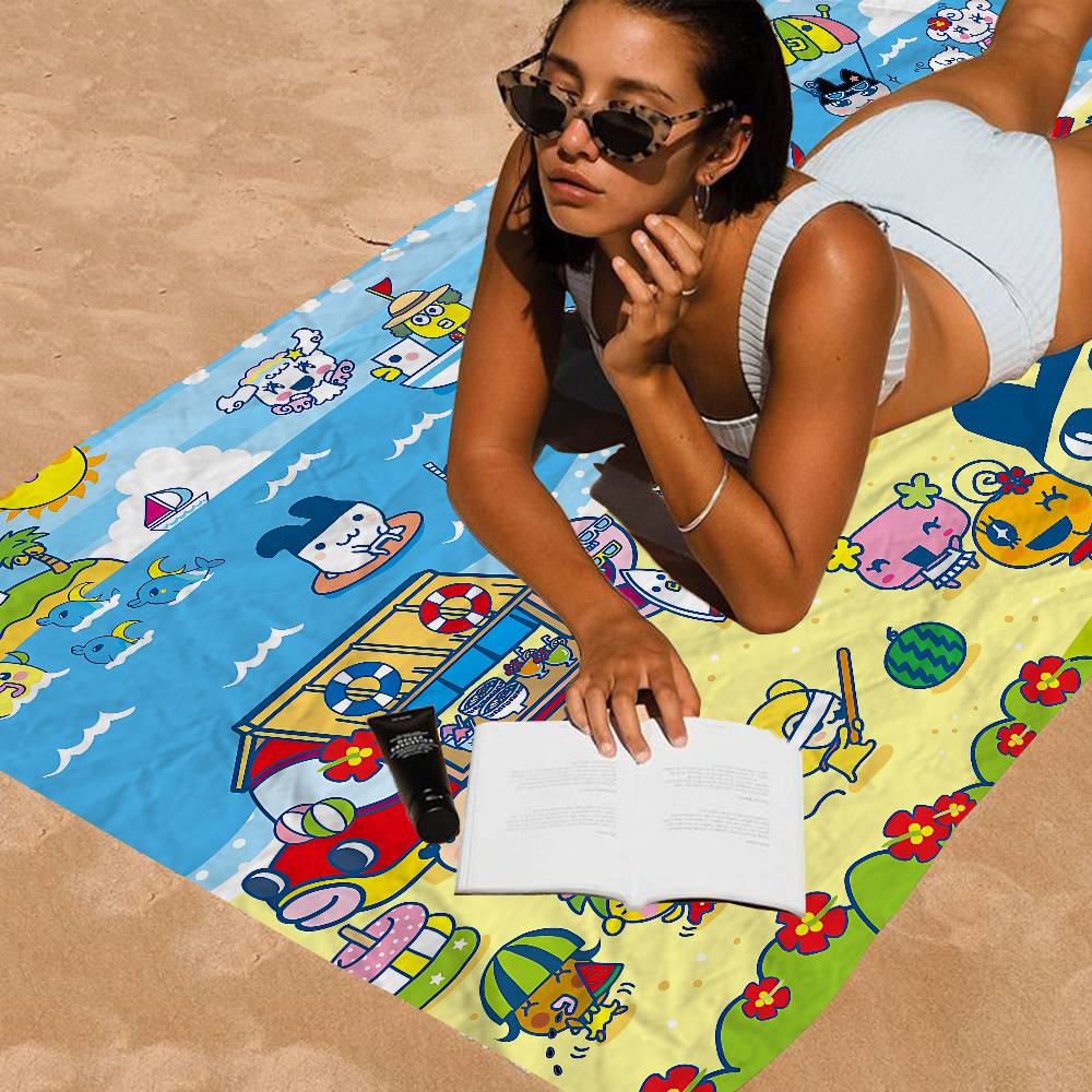 Classic T-Tamagotchi Cut Friend Game Microfiber Printed Beach Towel Mountain Climbing Yoga Beach Running Absorbent Soft Towel