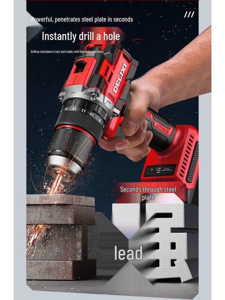 Delixi Cordless Brushless Drill and Electric Screwdriver with Lithium Battery