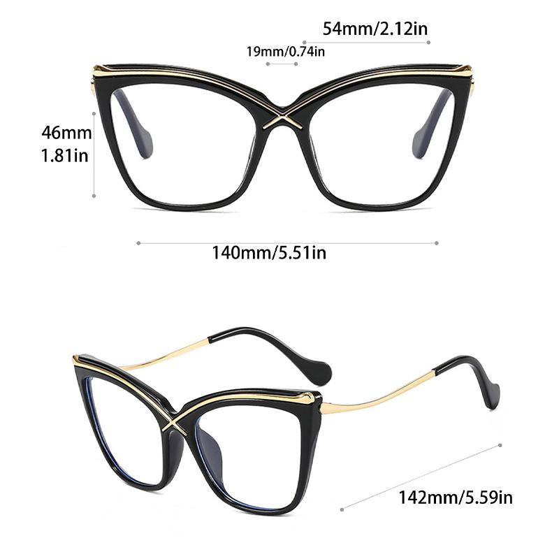 Oversized Cat Eye Eyeglasses Fashion Vintage Blue Light Blocking Eyewear  Trendy Non-prescription Glasses for Women