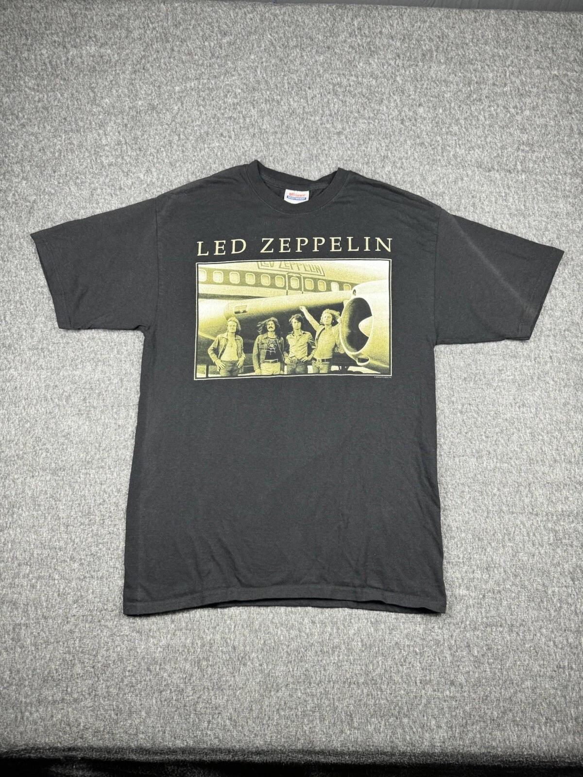 Y2K Футболка с принтом группы Led Zepplin Мужская Средняя Черная S