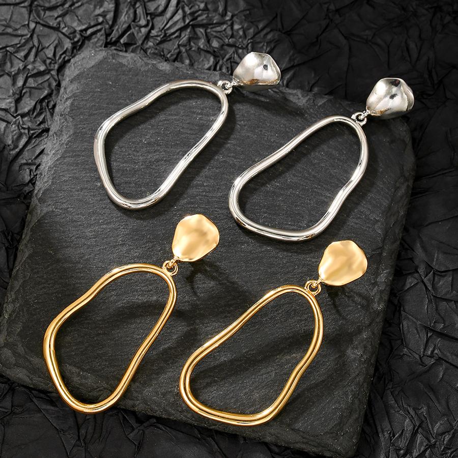 New Minimalist Geometric Clip on Earrings for Women Hollow Irregular Creative Smooth Irregular Ear Clips Statement Jewelry Gifts