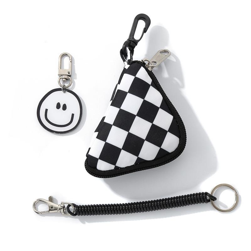 Geometric Pattern Keycase With Polyester Material For Daily Use And Street Style