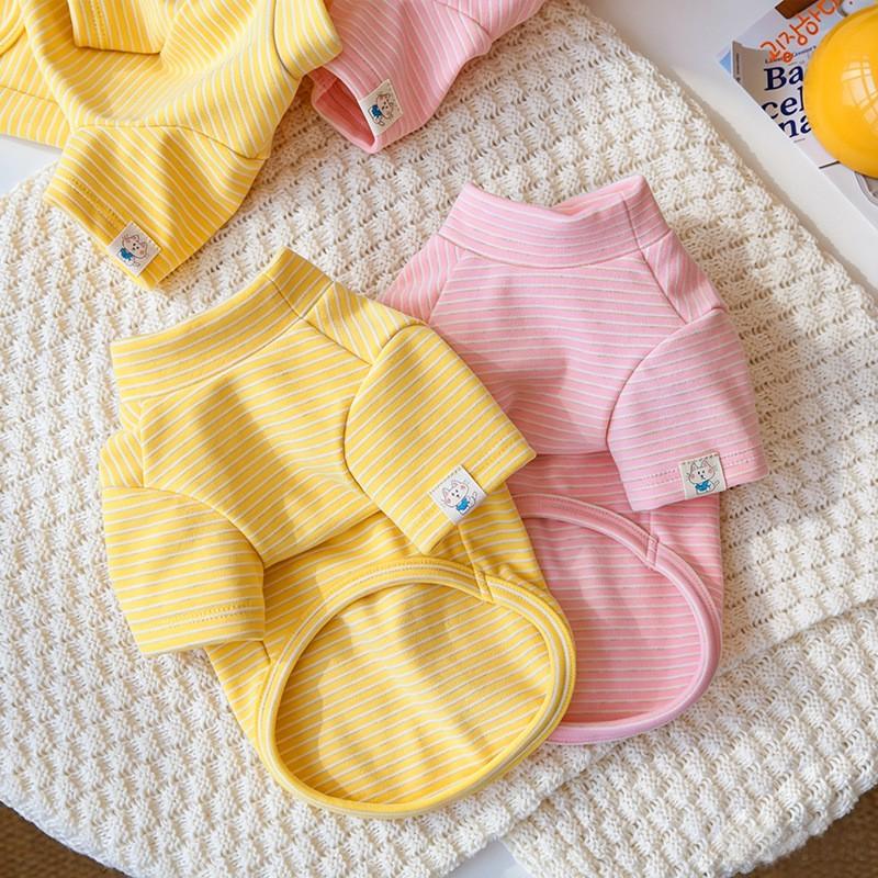 Winter Cat Striped Base Shirt Simple Cute Pet Top Home Outdoor Use