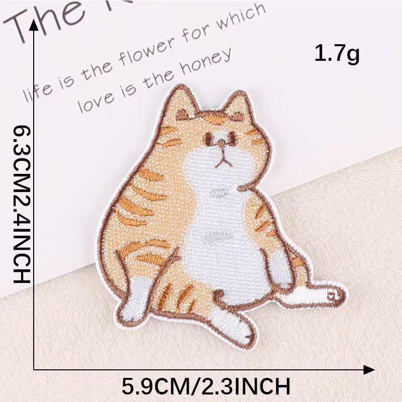 6Pcs/Lot Cute Striped Cats Embroidered Patch Cartoon Animals Applique Fabric Clothing Iron On Patch