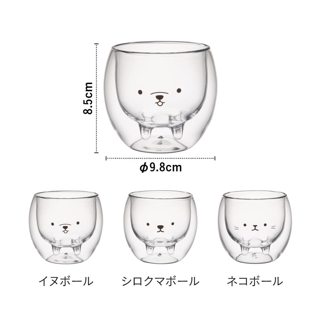 CB Japan 250ml Dishwasher ANIBALL Double Glass Heat-Resistant Glass, [Cat Ball], Condensation-Resistant, Double-Walled Construction, Boilable, Safe,
