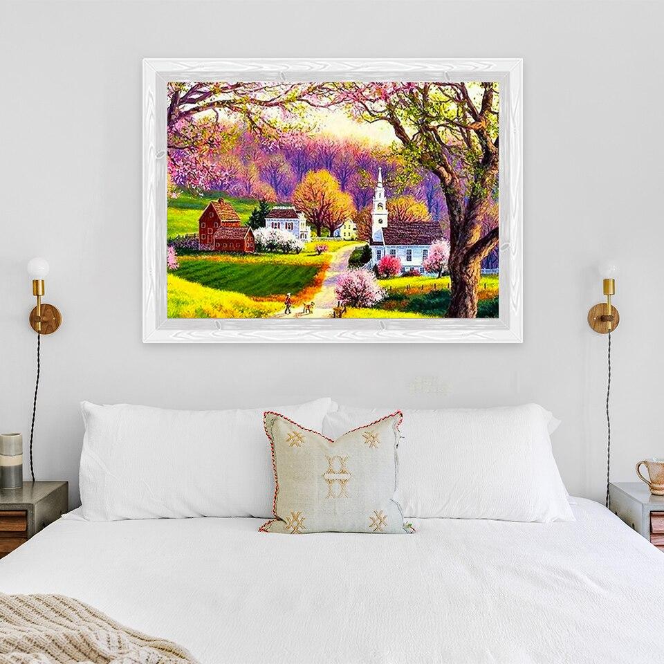 New 5D DIY Diamond Painting Scenic Lodge Diamond Embroidery Scenery Cross Stitch Full Round Drill Crafts Home Decor Gift