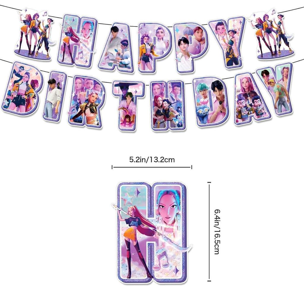 K-pop Demon Hunters Party Favors Cupcake Toppers Anime Demon Hunting Card Group Postcard Stickers Banner Balloon Christmas