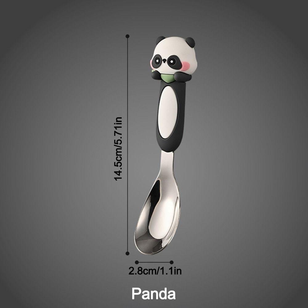 

Силиконовая детская столовая ложка из нержавеющей стали 316, углубленная суповая ложка, креативная ложка для помешивания panda