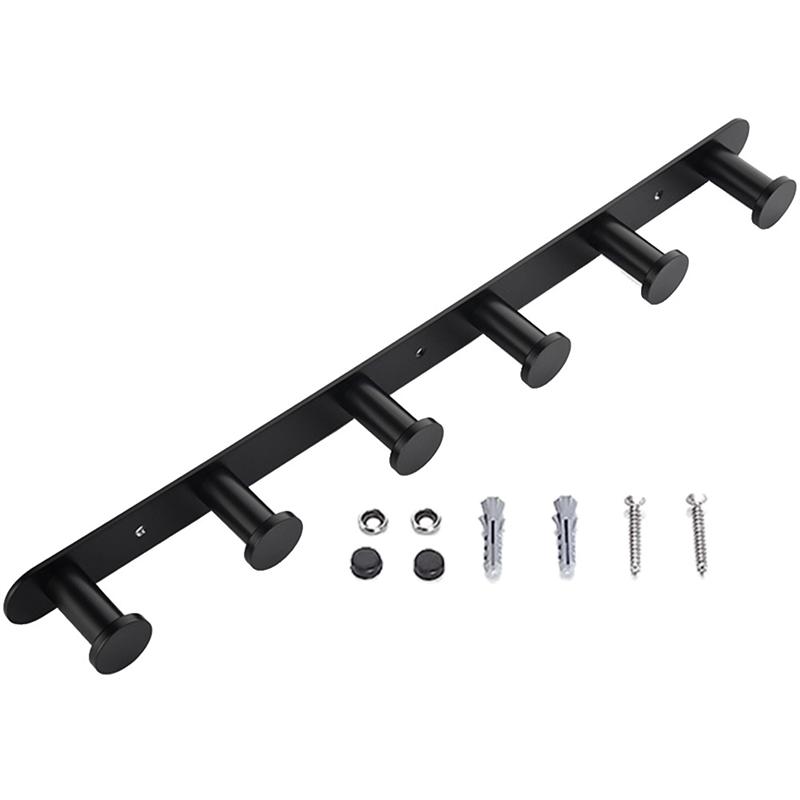 

2025+ Black Towel Hook, Bathroom Wall Hook Rack with 6 Hooks Bedroom Coat Hook Kitchen Robe Hanger Wall Mount China Mainland