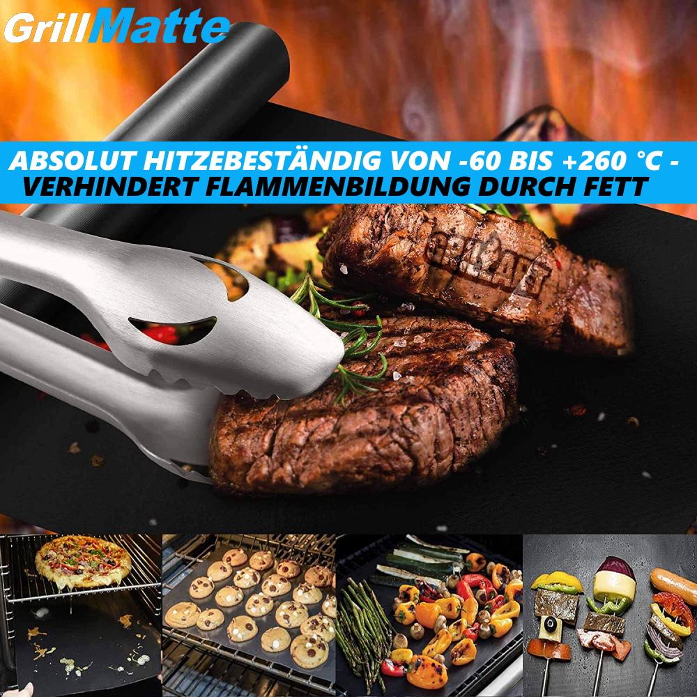 GrillMatte BBQ Grillmatte Antihaft Grillunterlage Gasgrill Holzkohle [2er Set]