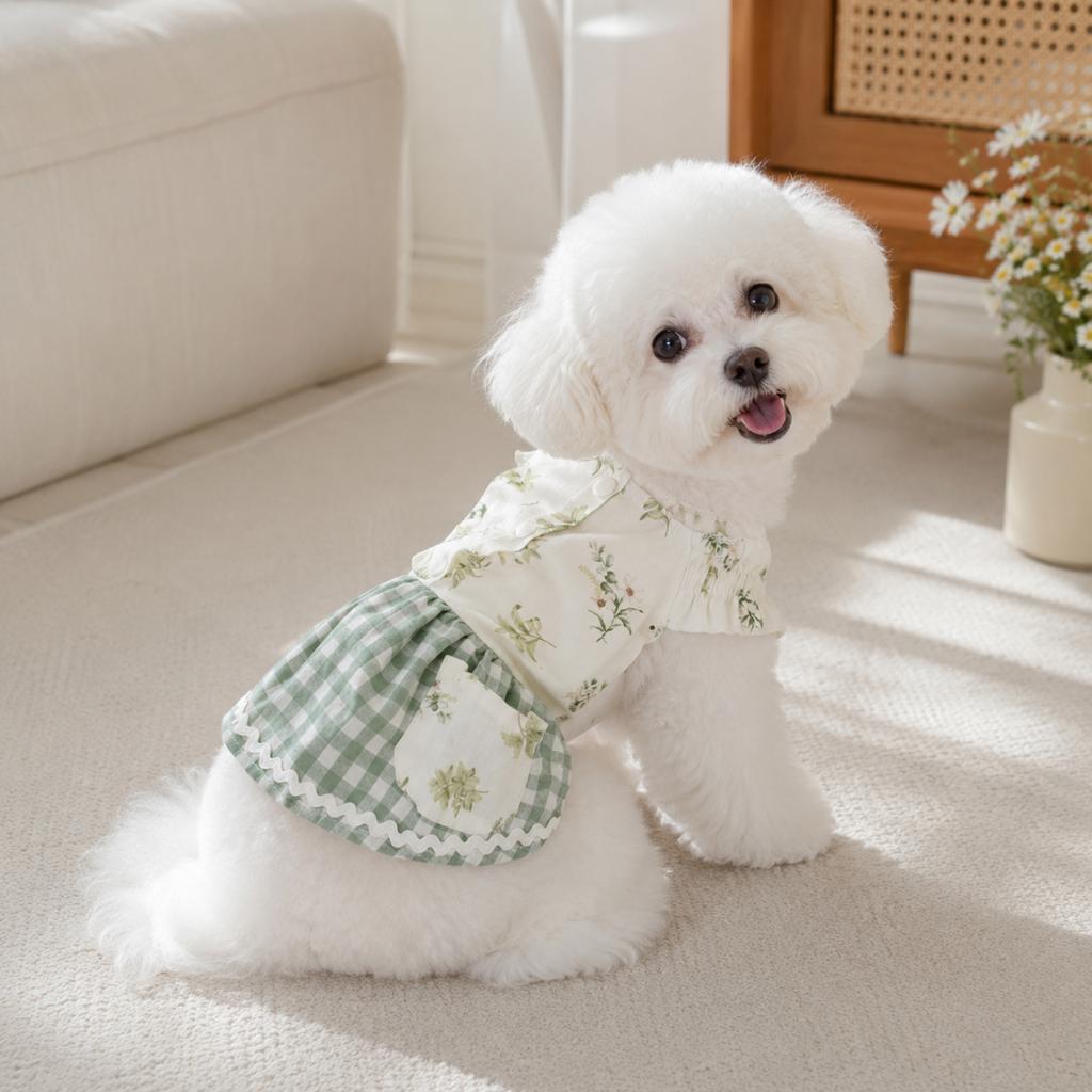 Dog Dress Spring Summer Sun Protection Breathable Adjustable Comfortable Dress Small Medium Dogs Outing Clothing