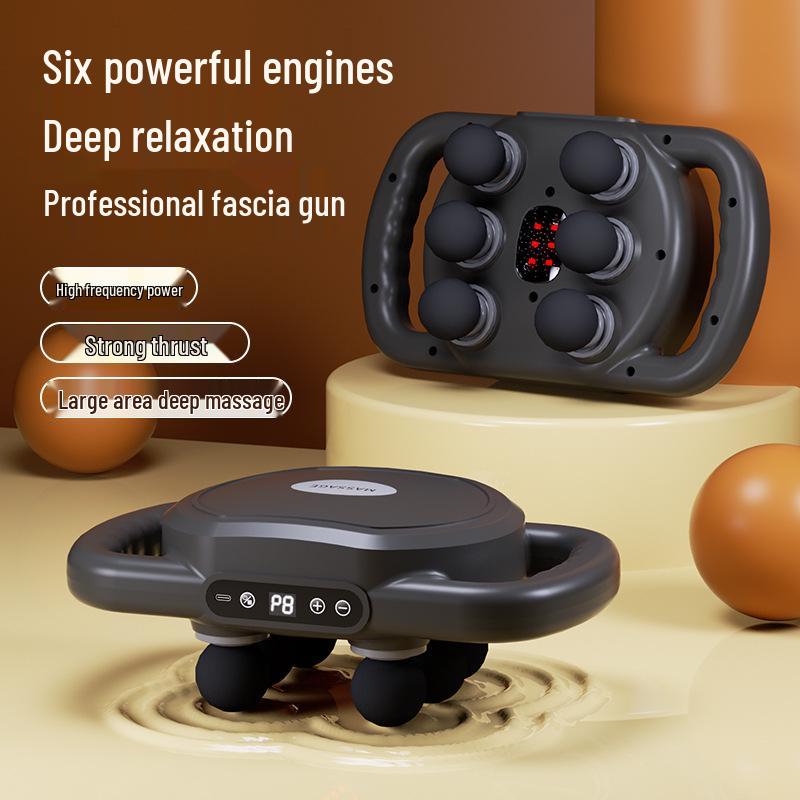 

6-Head Muscle Massage Gun for Athletes - Vibration Neck Relaxation Tool with Soft Heads 6 Heads чёрный