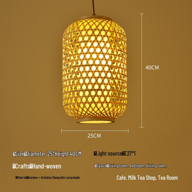 Bamboo Rattan Pendant Lamp: New Chinese & Japanese Style Zen Lighting for Tea Room & Dining, Antique Lantern Design.