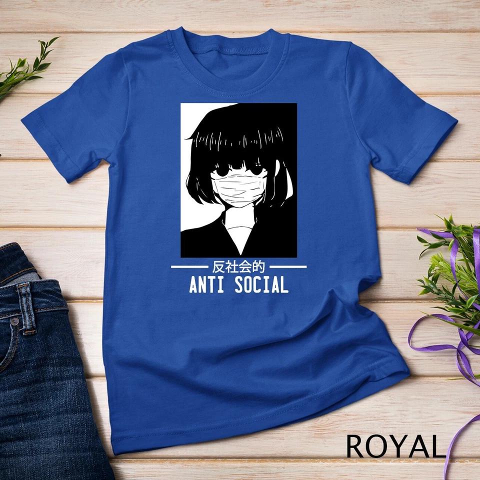 Anti Social Japanese Text Aesthetic Vaporwave Anime Gift T-Shirt Unisex T-shirt 7 M